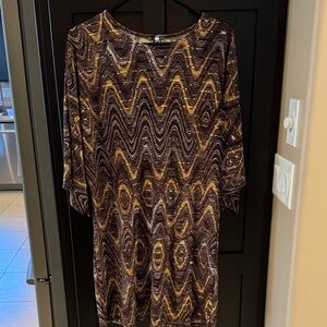 Brown and Gold Patterned Women's Swim Suit Beach Coverup.